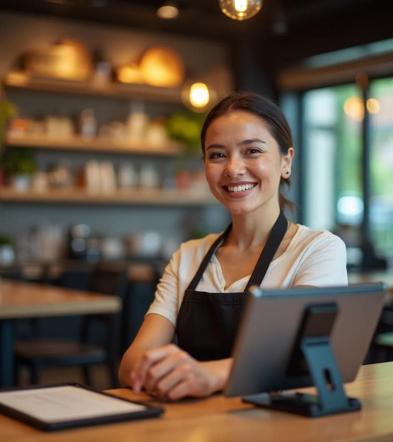 Restaurant manager using Shift4 Dine POS
